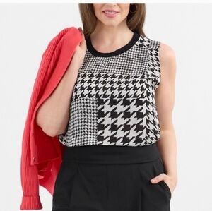 CAbi Complete Top Black White Sleeveless Crepe Medium New